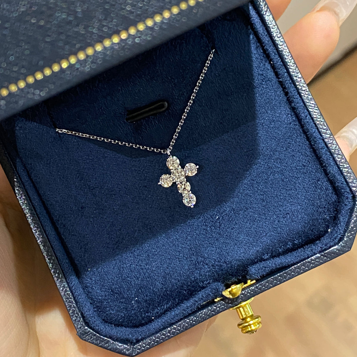 Mini Lab Grown Diamond Cross Pendant | Silver Necklace