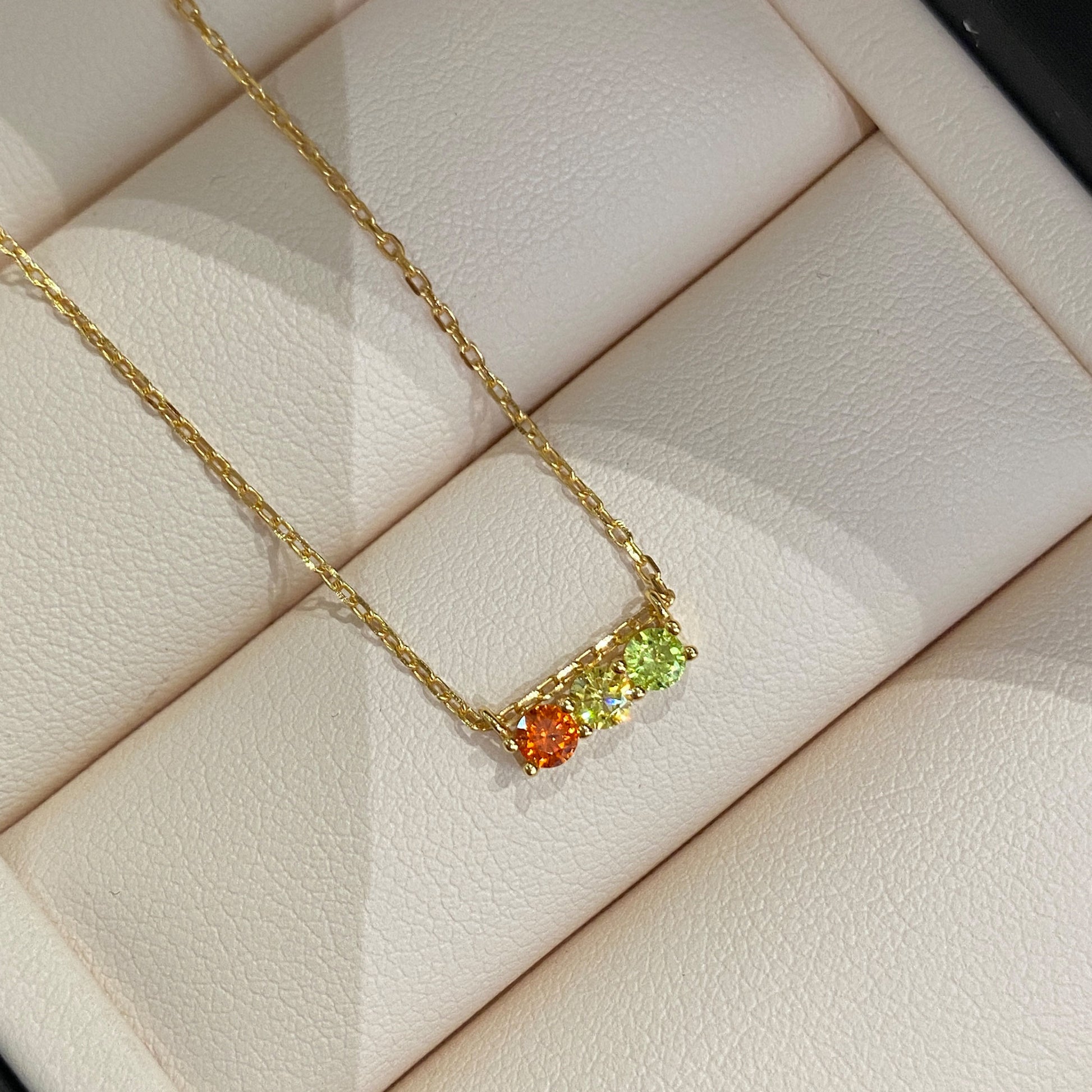 Color Gemstone Balance Beam Necklace｜Silver Necklace