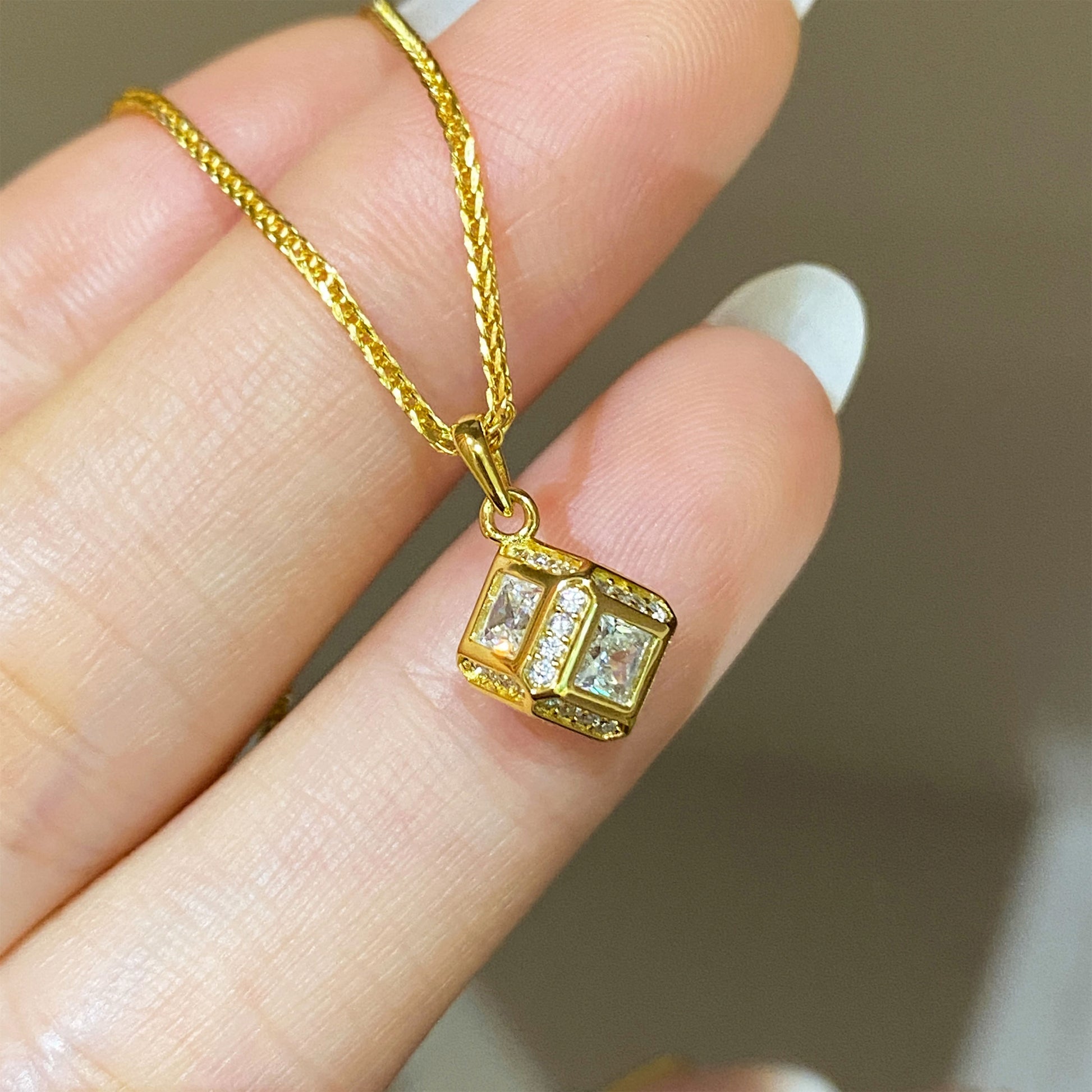 Rubik's Cube Necklace | Silver Necklace