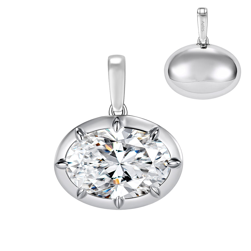 Hailey Vintage Oval Pendant | Silver Necklace
