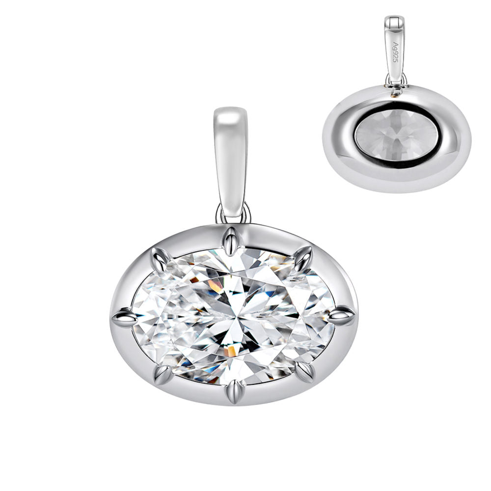 Hailey Vintage Oval Pendant | Silver Necklace