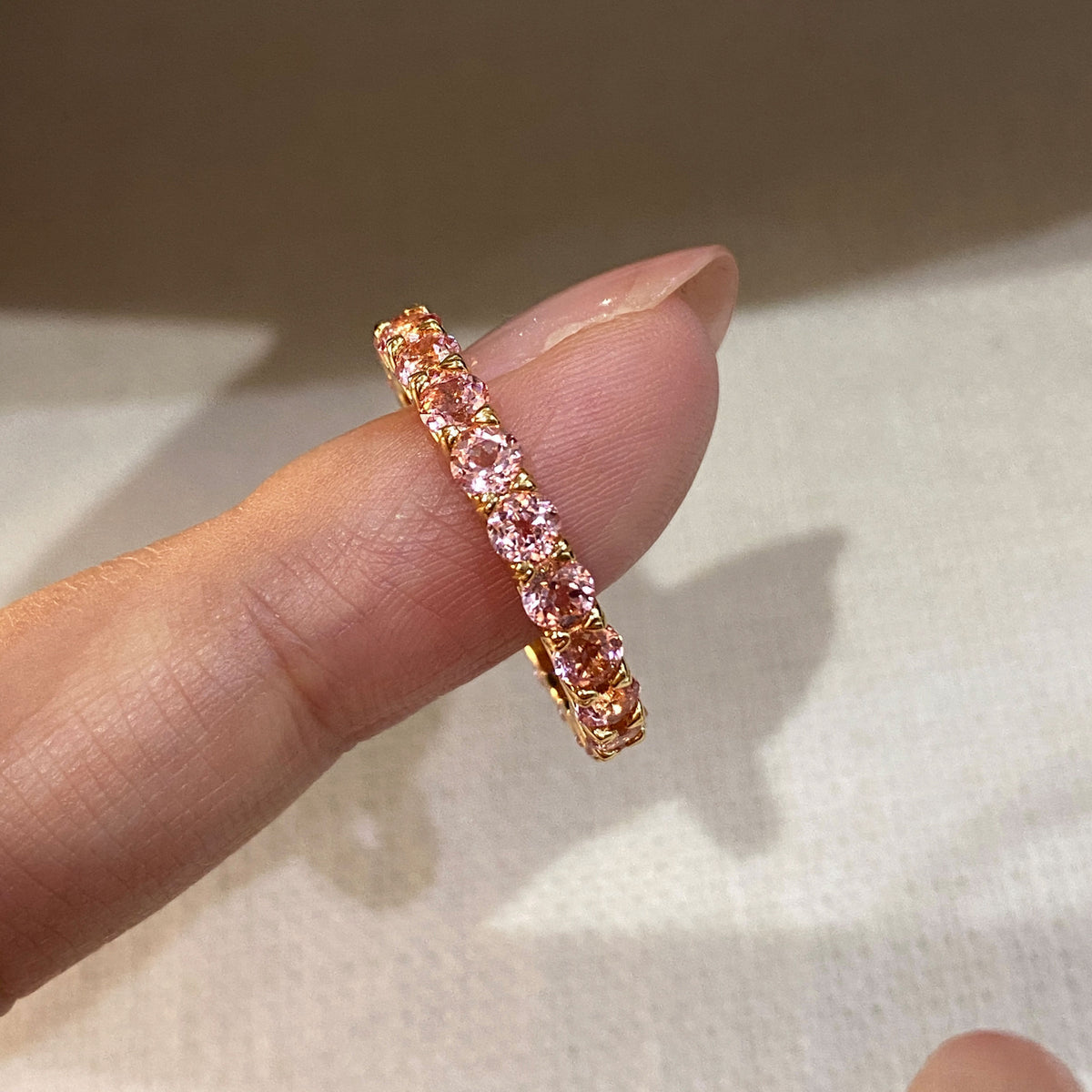 Lab-Grown Padparadscha Band Ring | Silver Ring