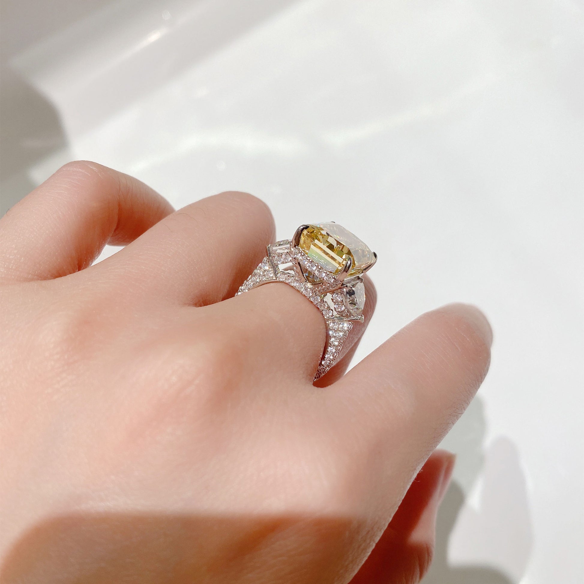 11ct Luxury Yellow Gem Ring | Silver Ring