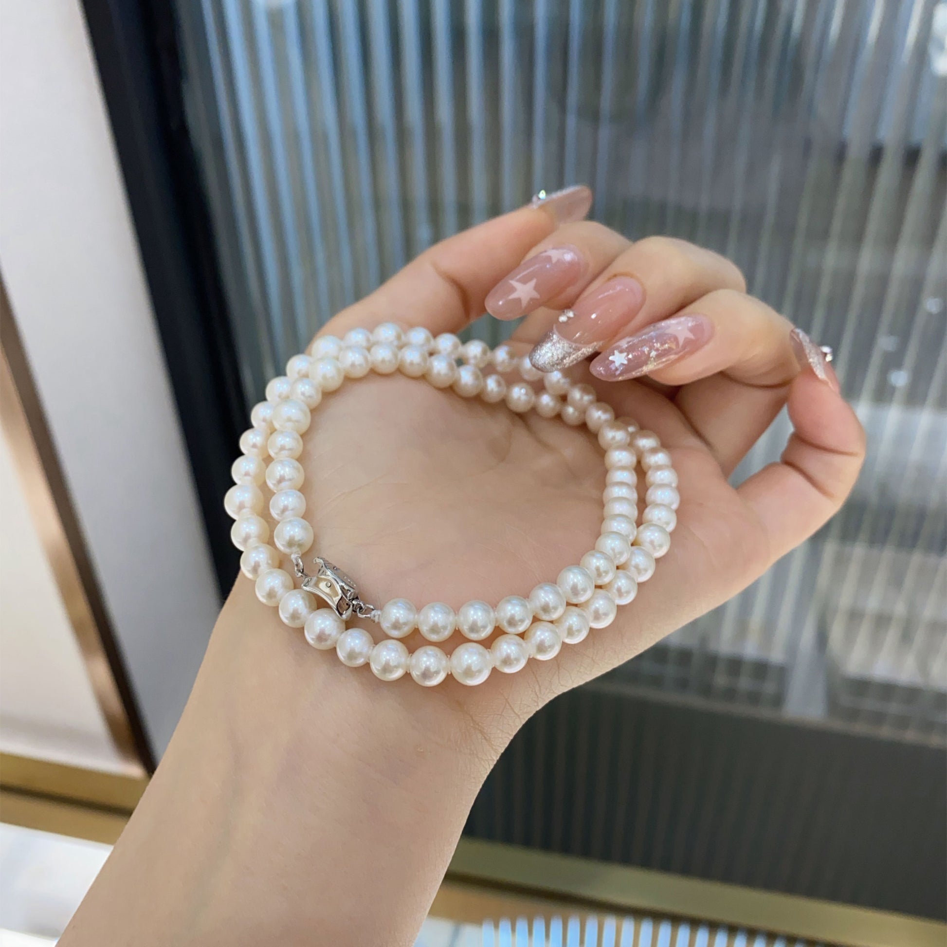 Natural pearl necklace [6-7mm]| Silver Necklace