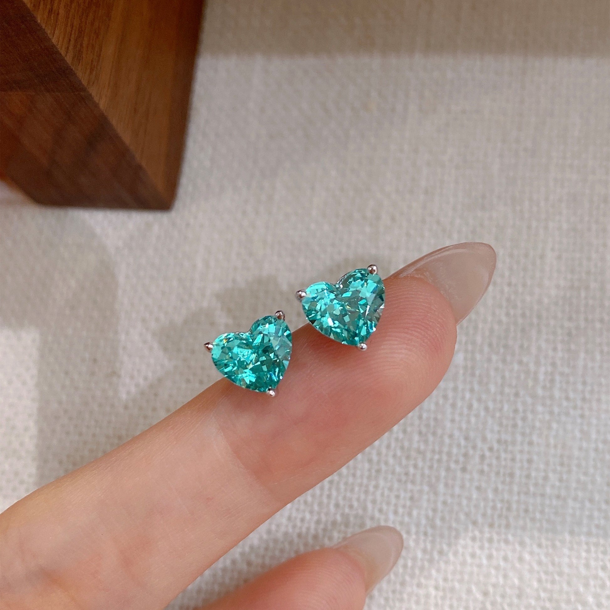 Blue Gemstone Heart  Earrings | Silver Earrings