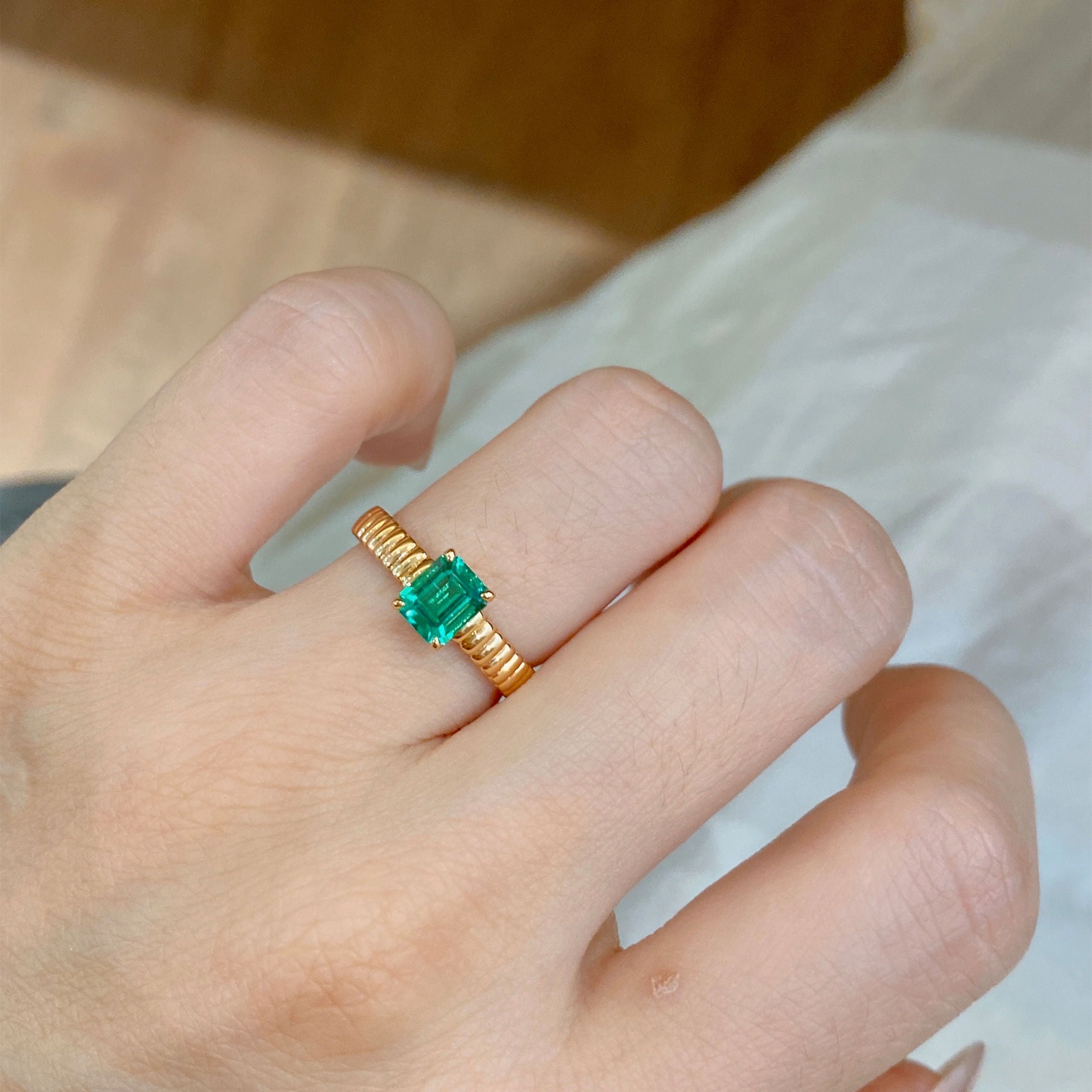 Lab Grown Emerald Ring | Silver Ring