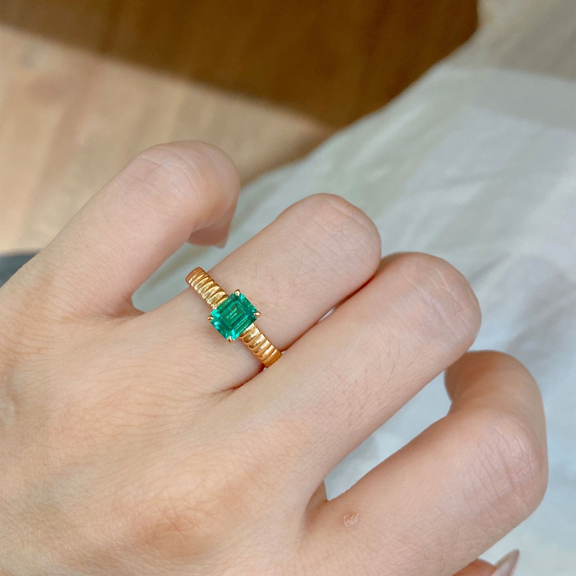 Lab Grown Emerald Ring | Silver Ring