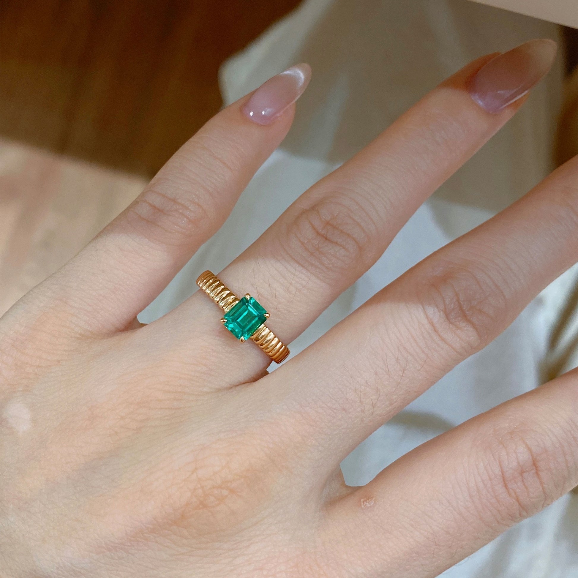 Lab Grown Emerald Ring | Silver Ring