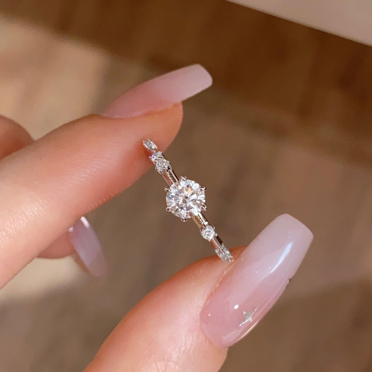 Lab Grown Diamond Star Trail  Ring | Silver Ring