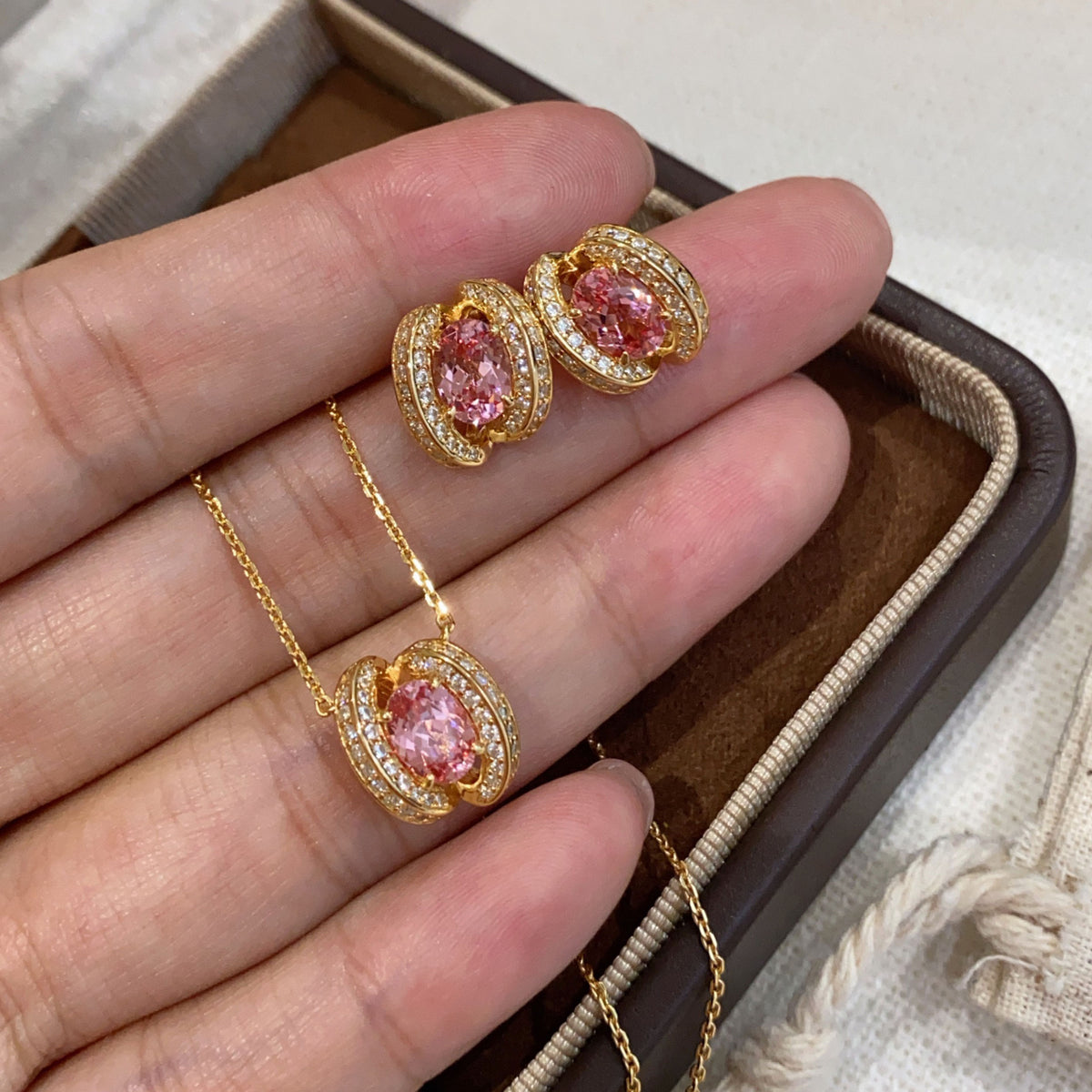 Lab-Grown Padparadscha Oval Stud Earrings | Silver Earrings