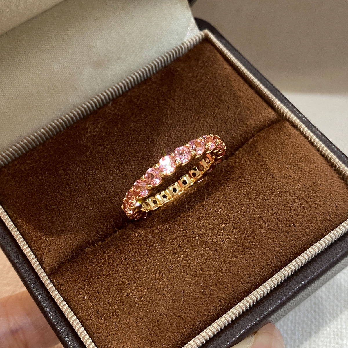 Lab-Grown Padparadscha Band Ring | Silver Ring