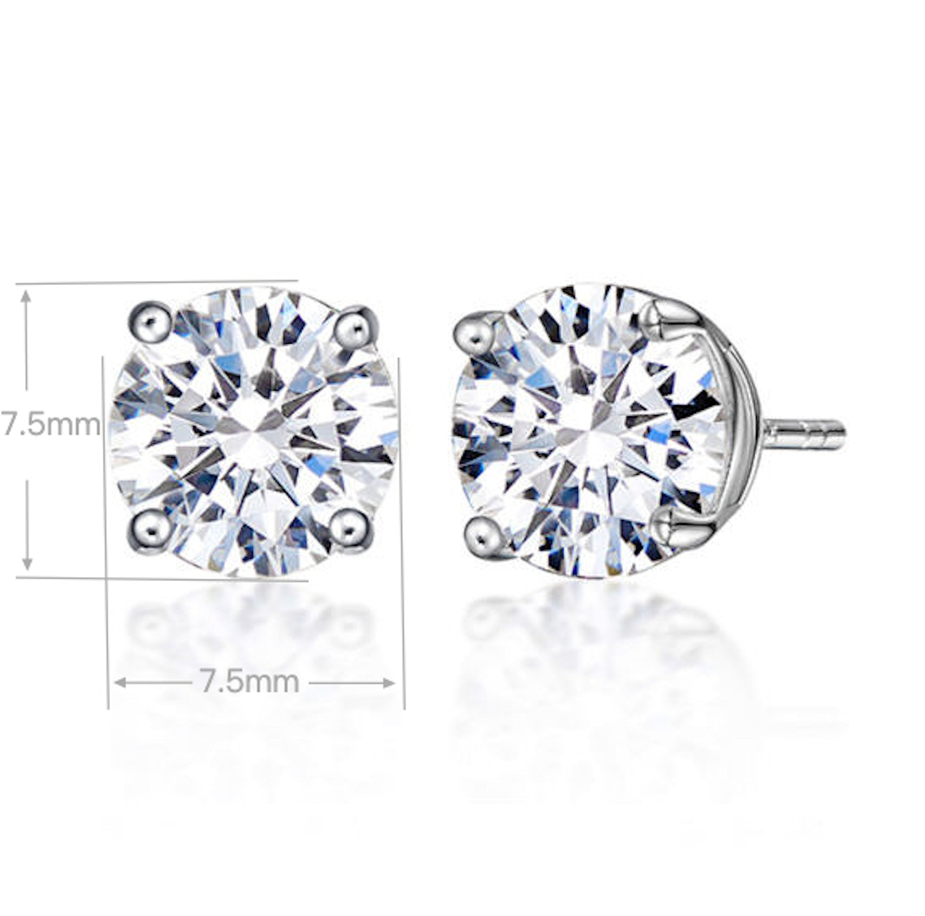 Classic 4-Prong Round-Cut Studs | Silver Earrings