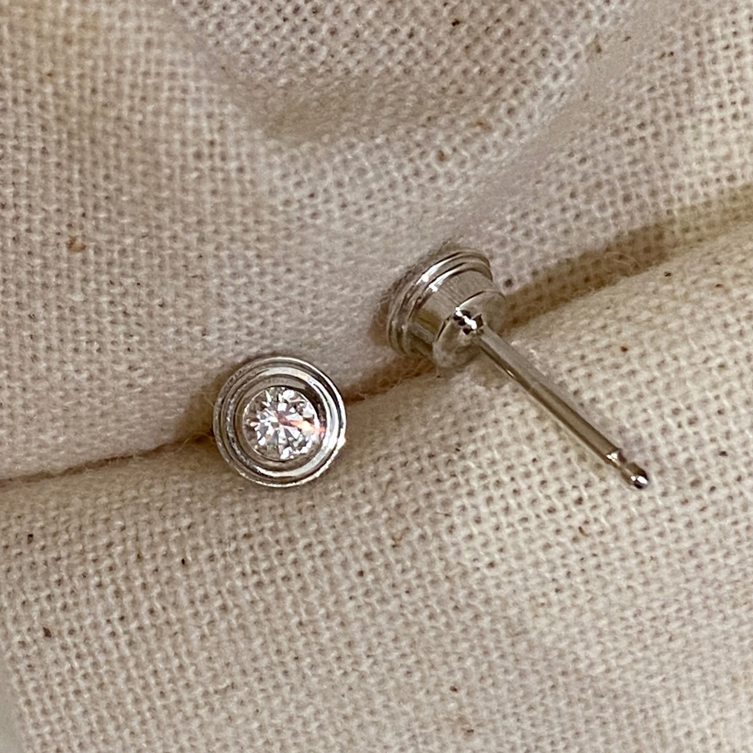 Mini Lab Grown Diamond Solitaire Stud Earrings  | Silver Earrings
