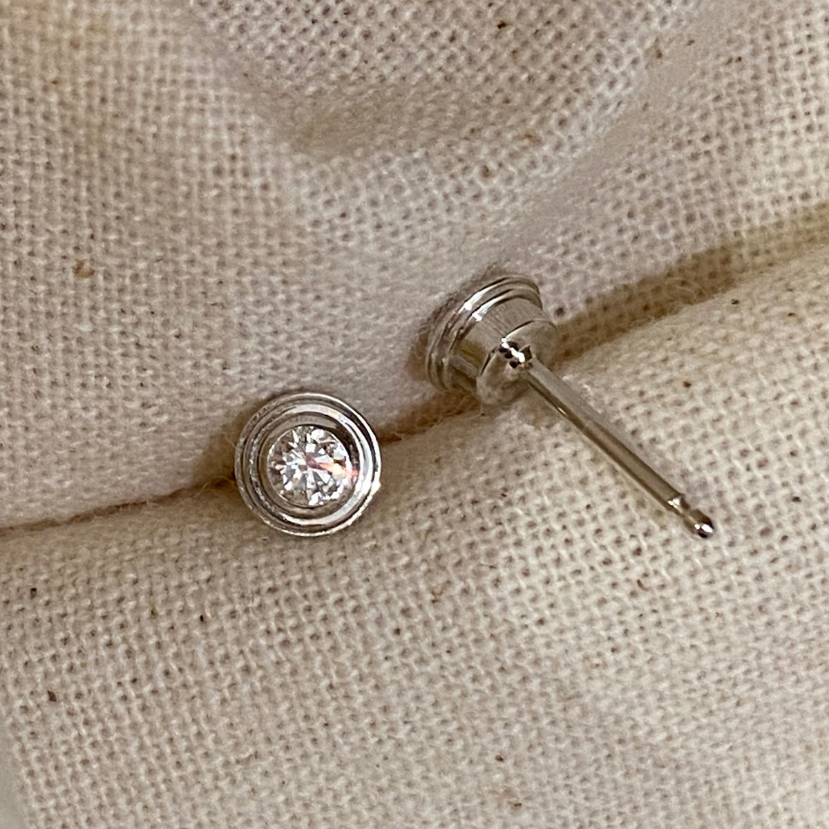 Mini Lab Grown Diamond Solitaire Stud Earrings  | Silver Earrings