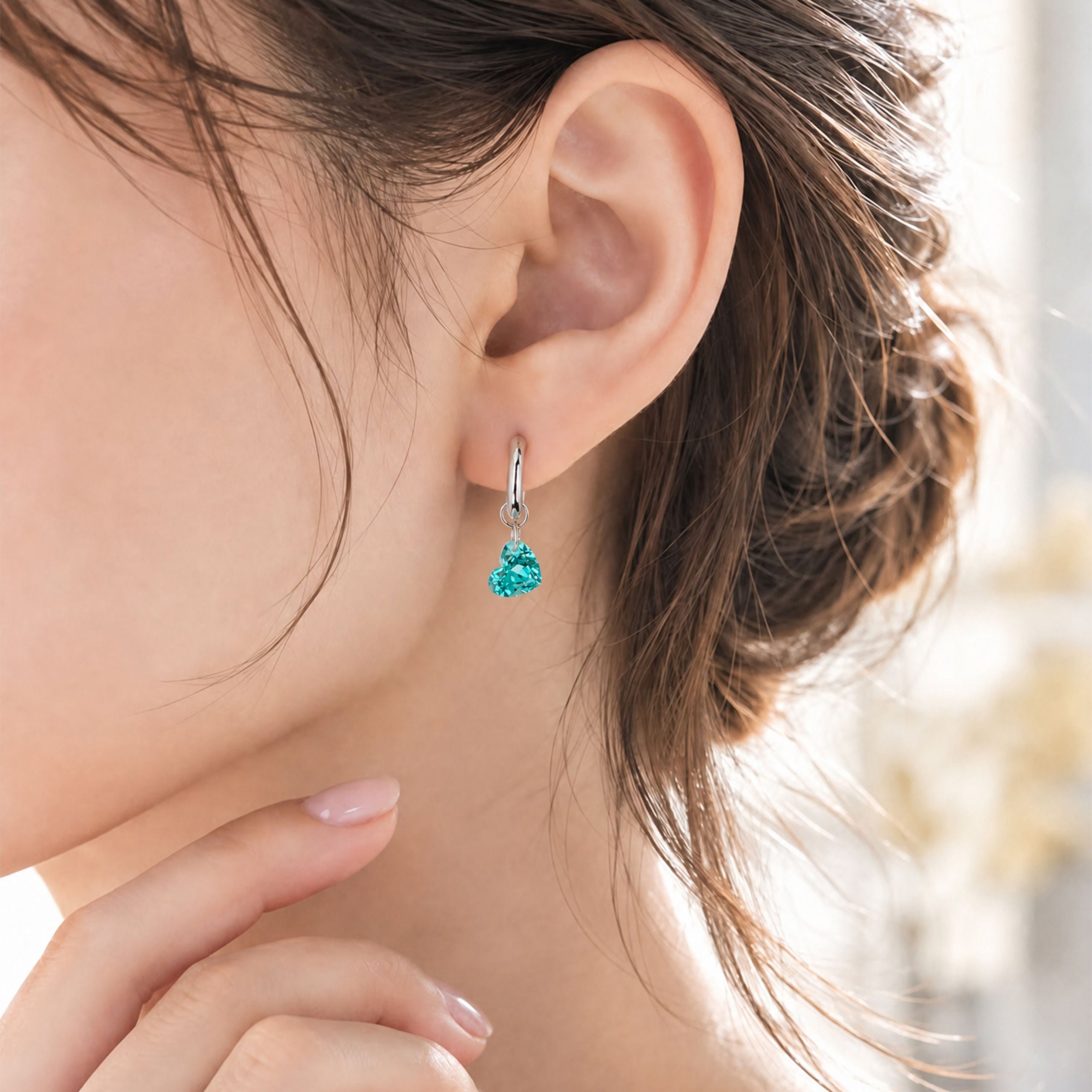 Paraiba Heart Drop Earrings | Silver Earrings