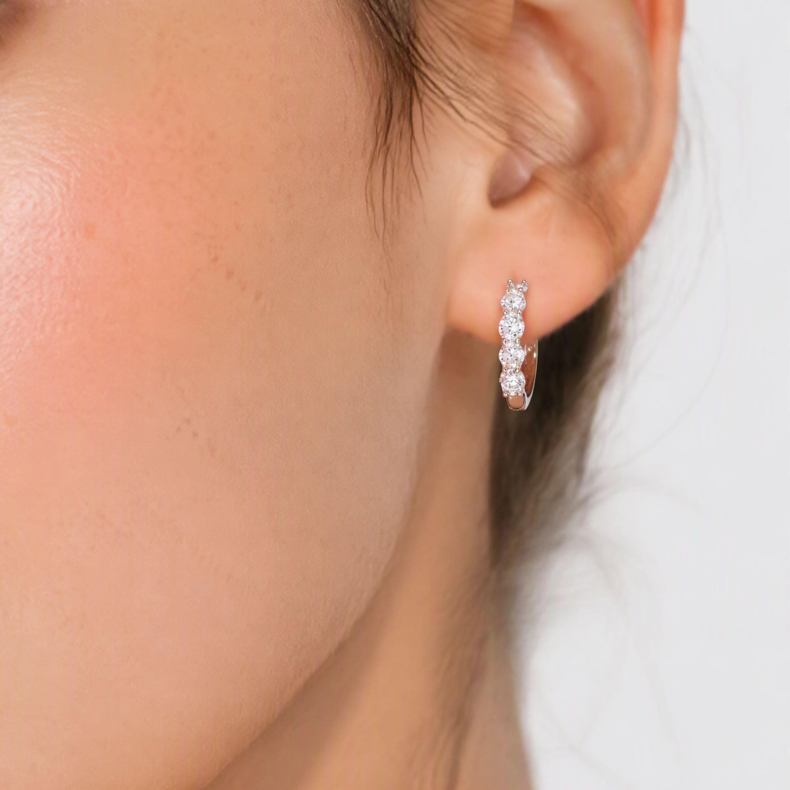 Lab Grown Diamond Pave Hoop Earrings  | Silver Earrings