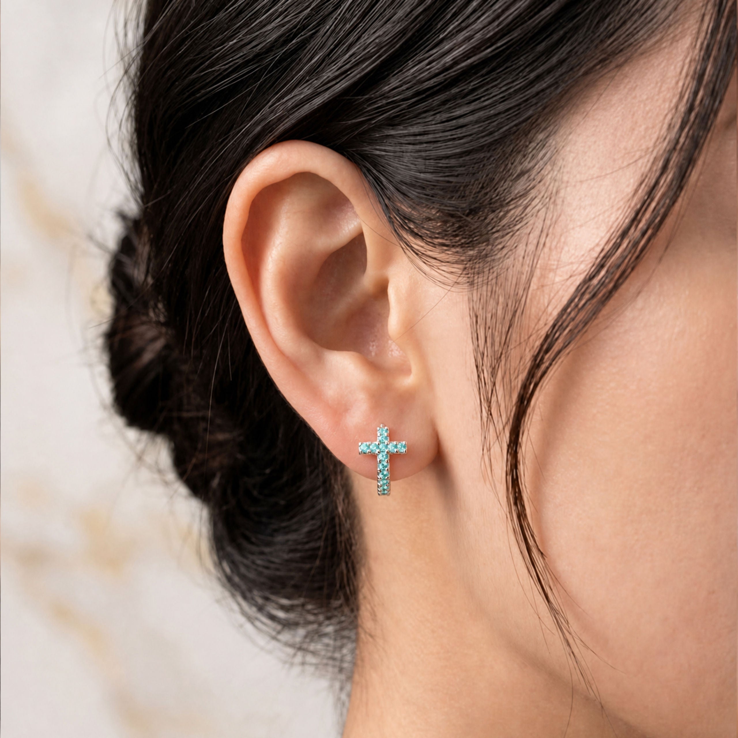 Minimalist Cross Huggie Earrings | Silver Earrings