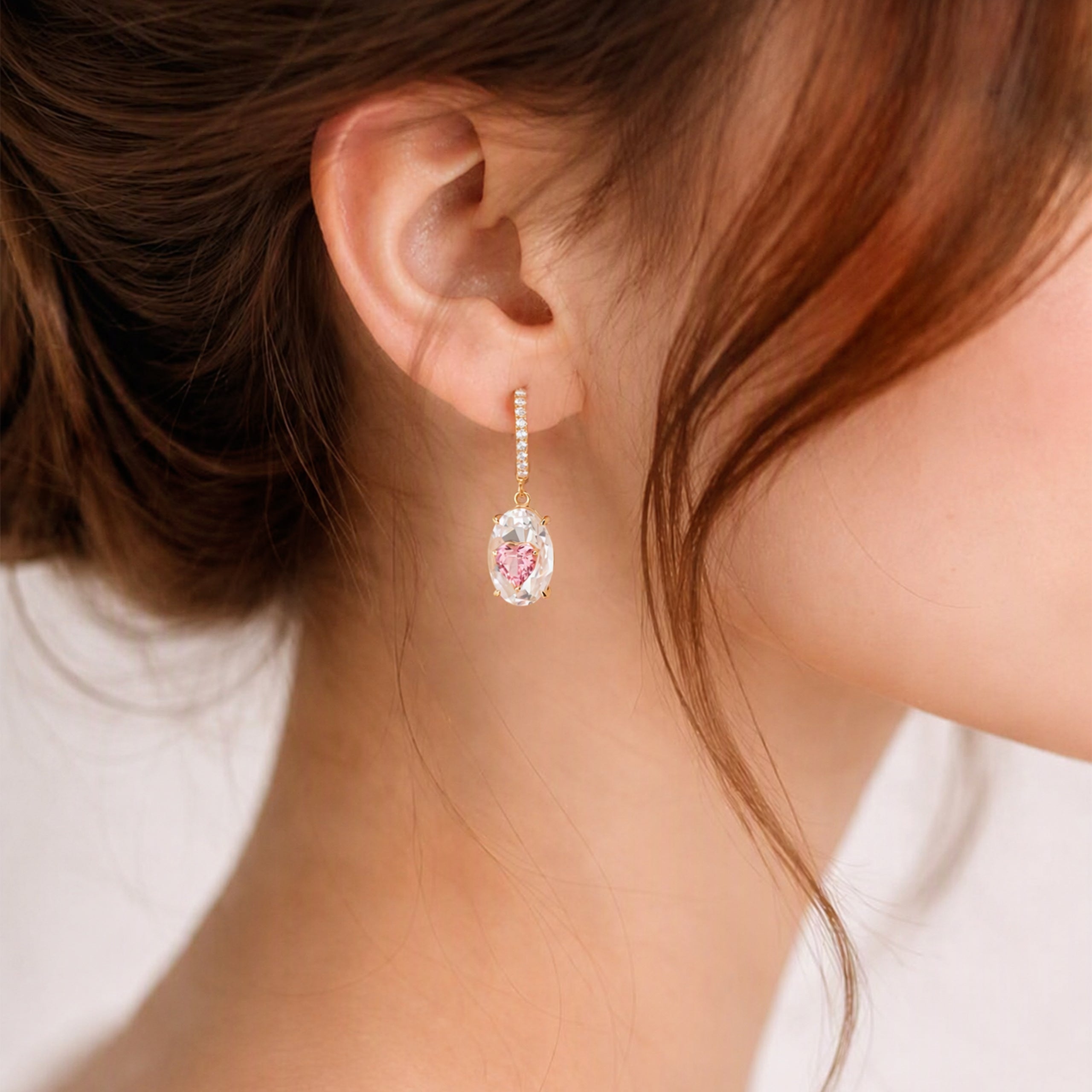 Lab-Grown Padparadscha Oval Earrings | Silver Earrings