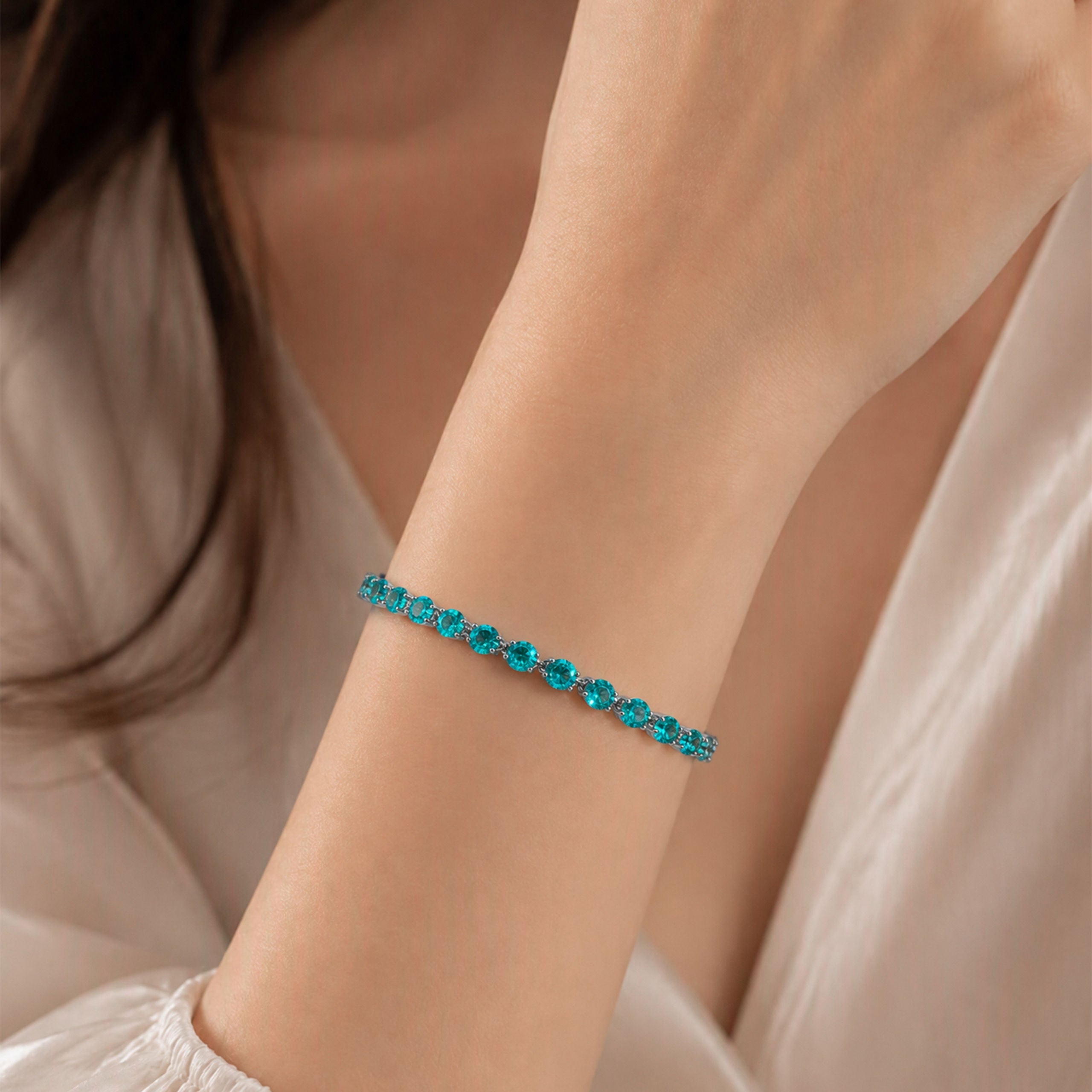 4mm Blue Gemstone Bracelet | Silver Bracelet