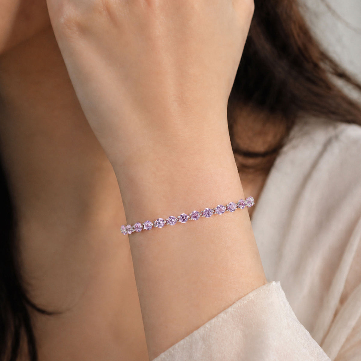 3.5mm Purple Gemstone Bracelet | Silver Bracelet