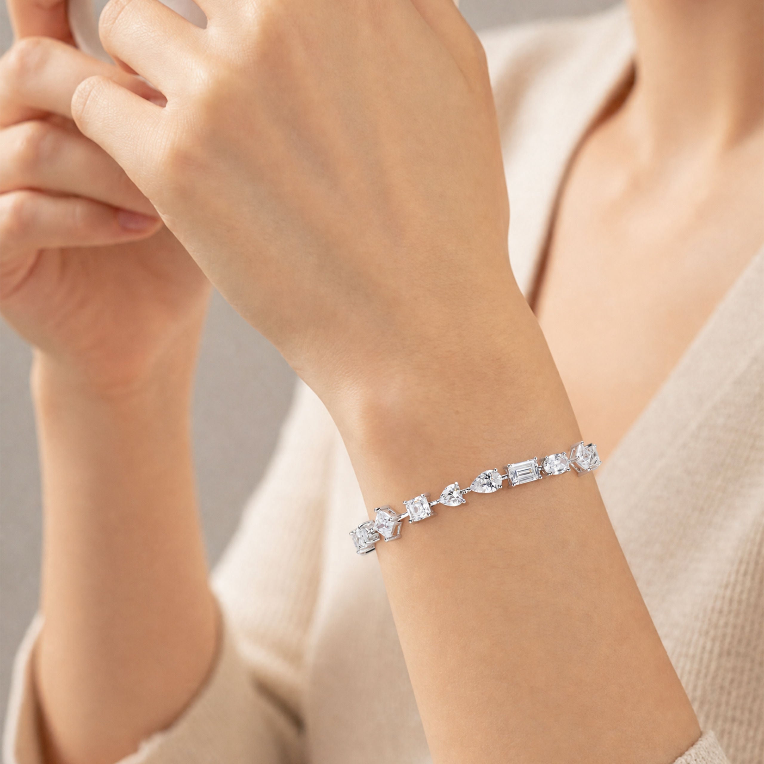 Small Multi-cut Gemstone Bracelet | Silver Bracelet