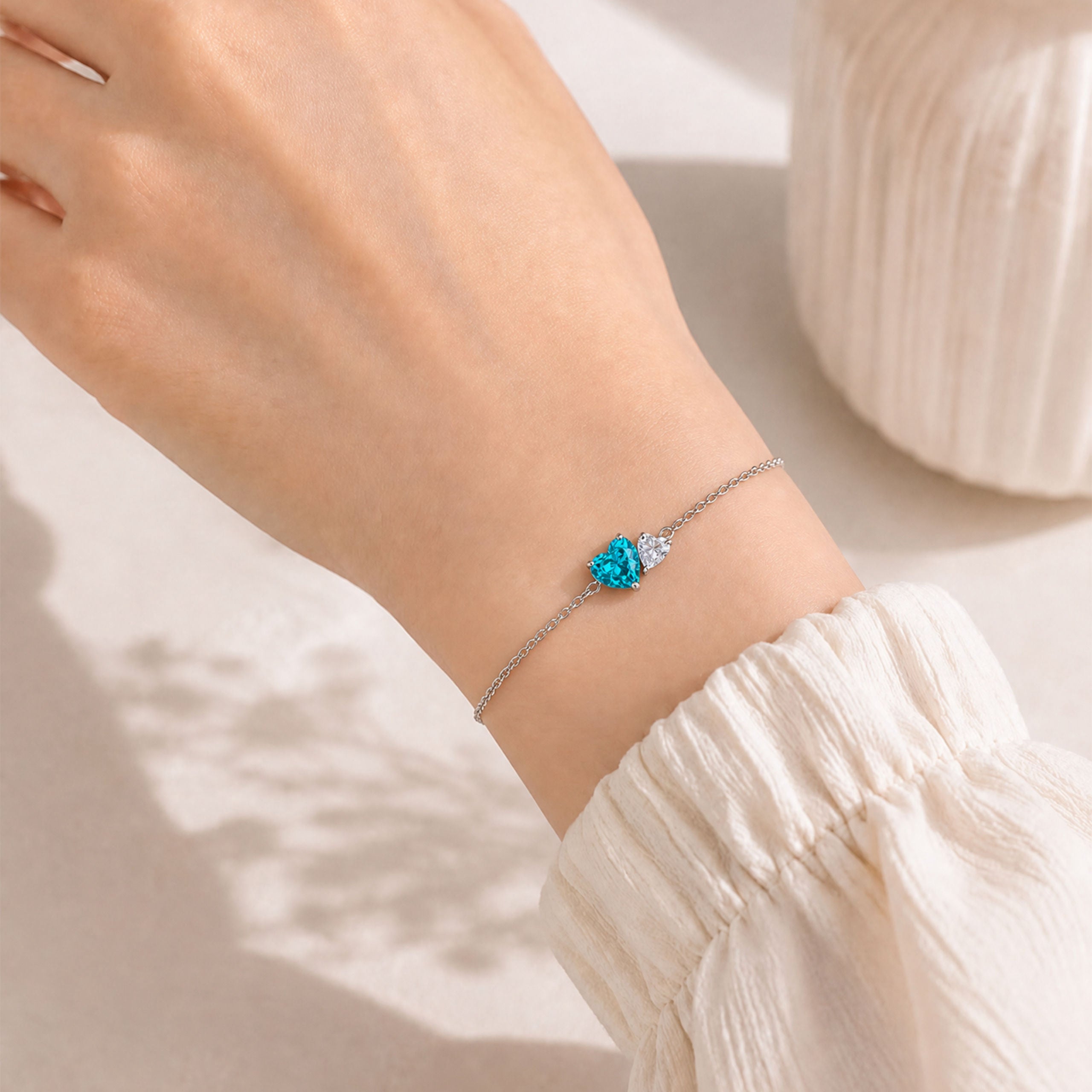 Two Color Heart Bracelet | Silver Bracelet