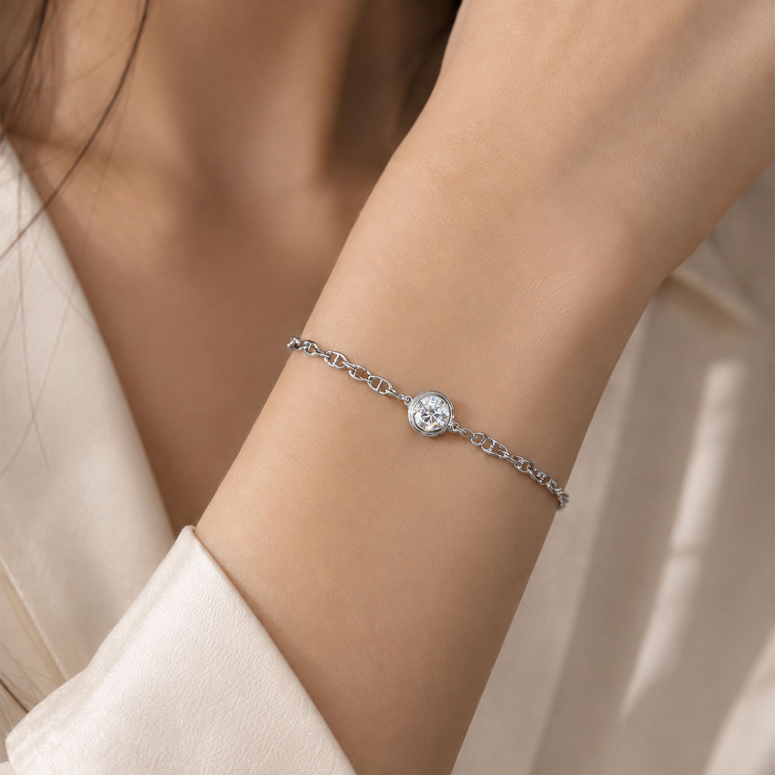 Moissanite Bubble Design Bracelet | Silver Bracelet