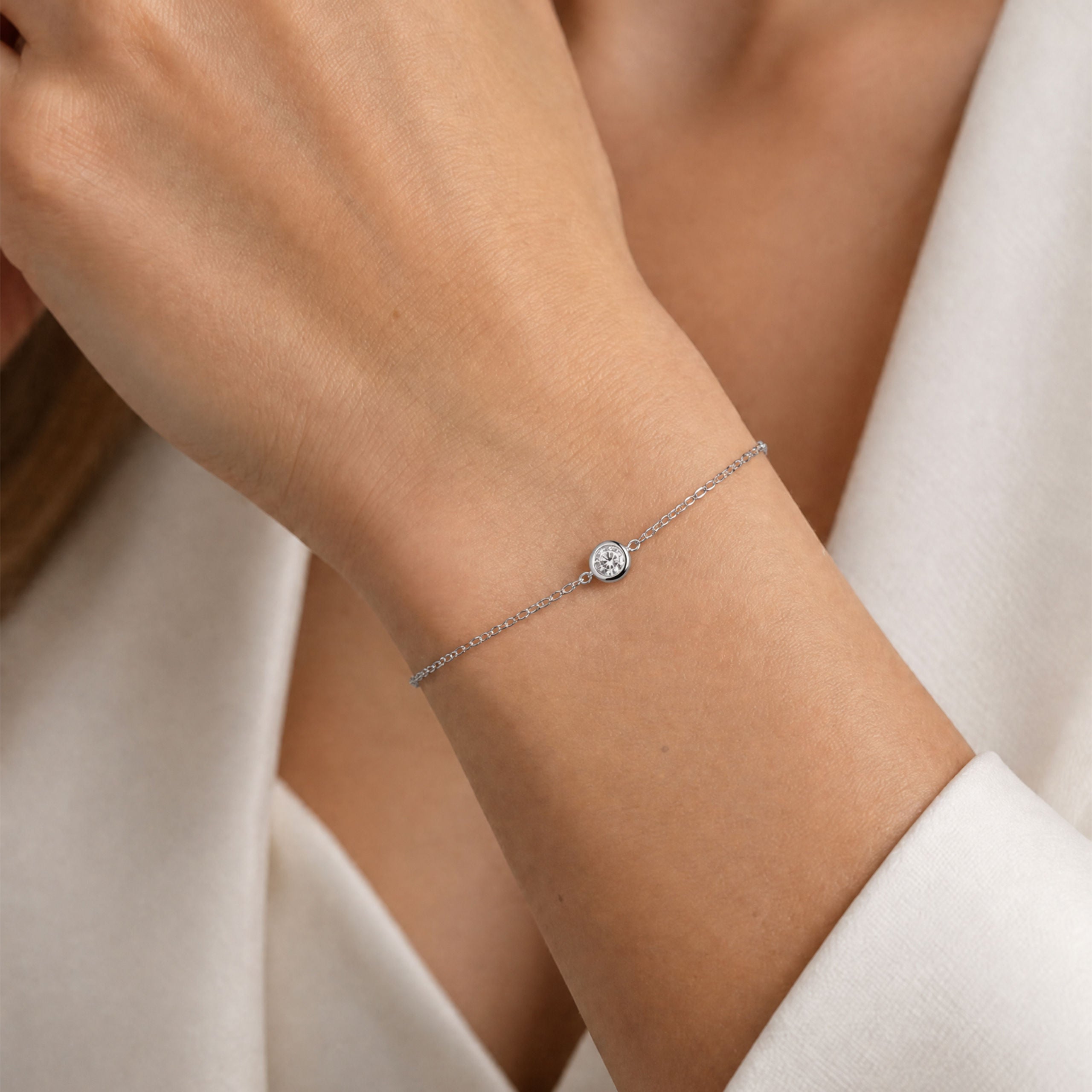 0.23ct Lab Grown Diamond Mini Solitaire Bracelet  | Silver Bracelet
