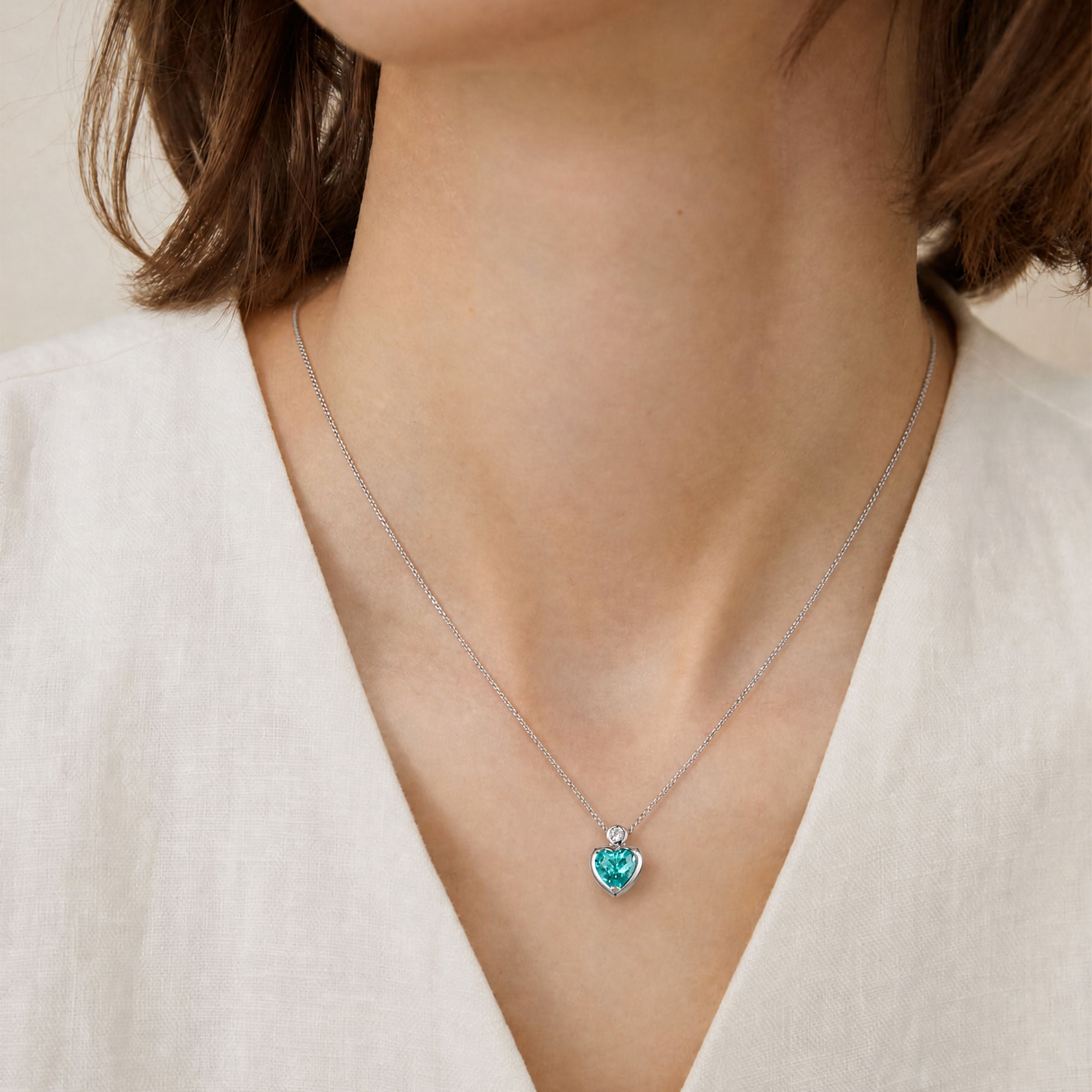 Paraiba Heart Necklace | Silver Necklace