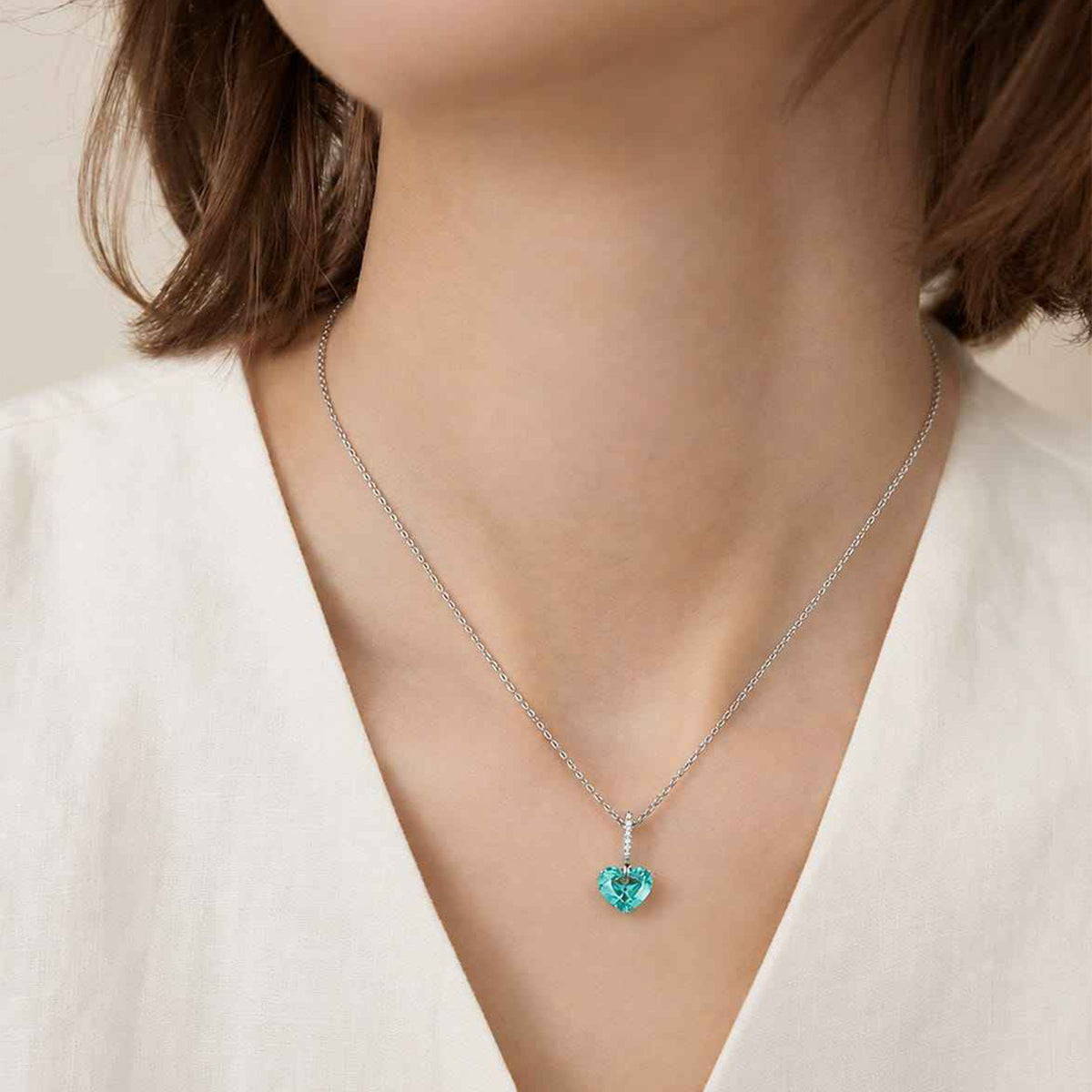 Paraiba Simple Heart Necklace | Silver Necklace
