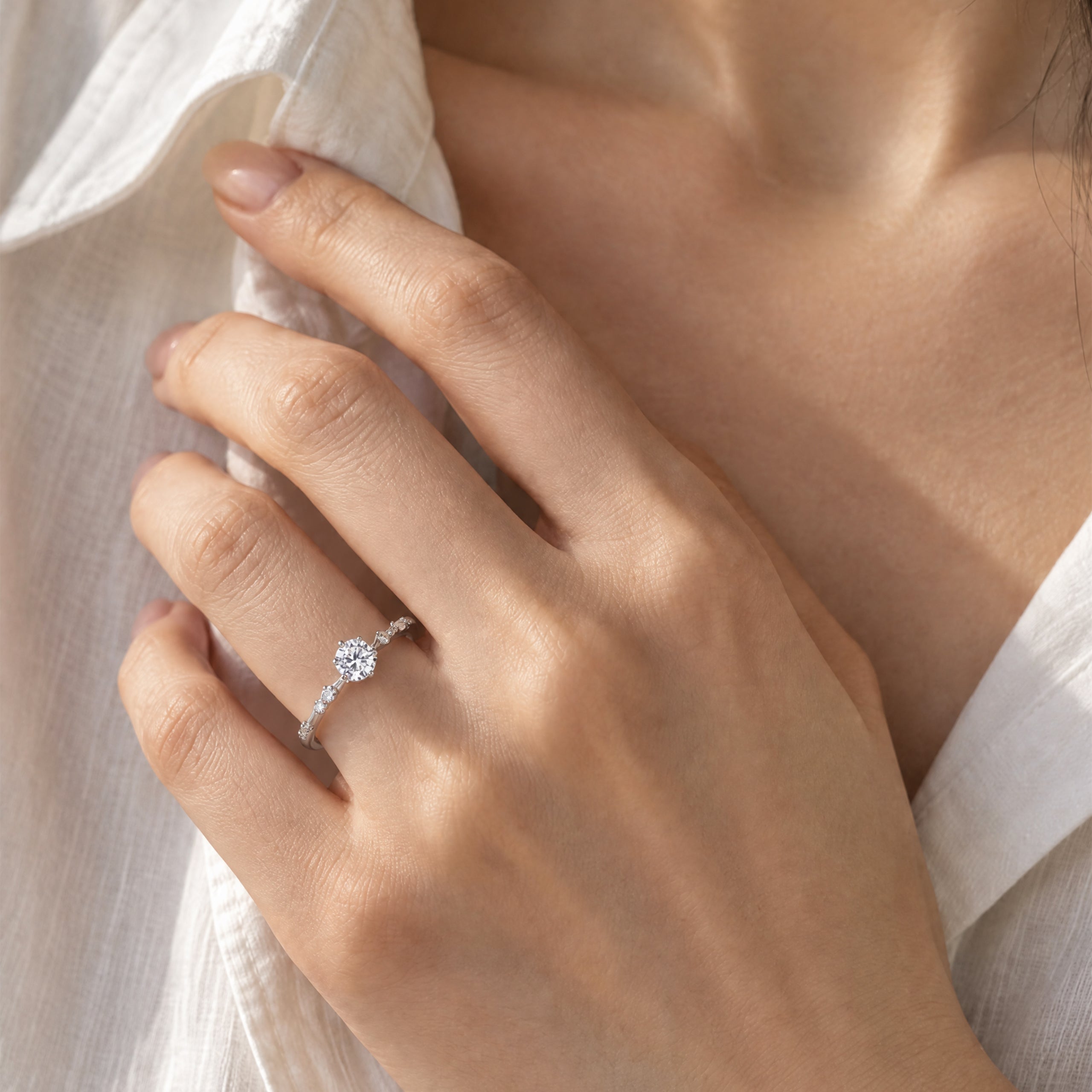 Lab Grown Diamond Star Trail  Ring | Silver Ring